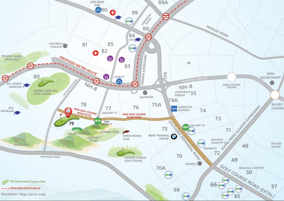 M3M Golf Hills Sector 79 location map