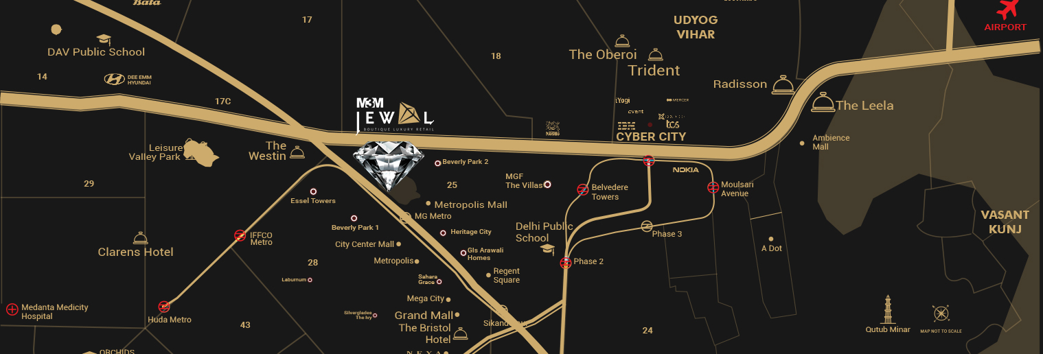 M3M Jewel Sector 25 MG Road location map