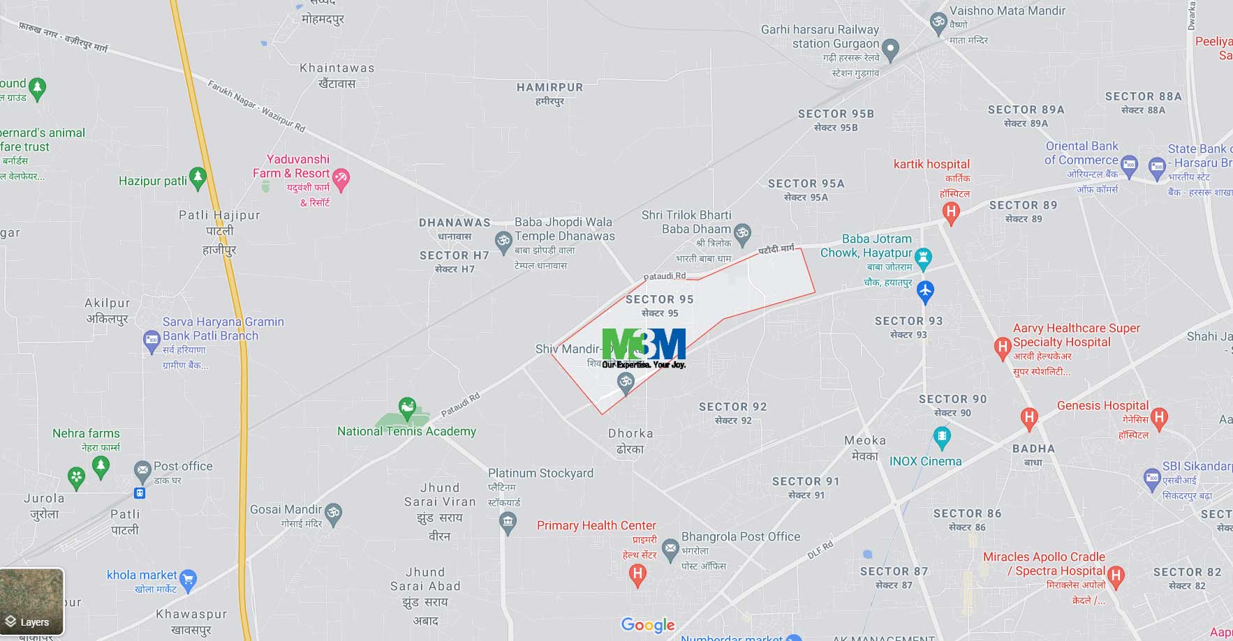 M3M Sector 95 location map